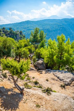 Kanyondaki dağların manzarası. Kanyon kayalıkları ve taşlarıyla muhteşem doğal panoramik manzara, Türkiye. Yüksek kalite fotoğraf