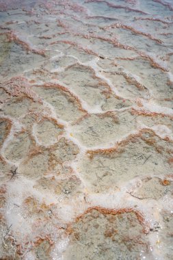 Türkiye 'de Pamukkale' nin beyaz geçitleri, kalsit kayalıkları. Yüksek kalite fotoğraf