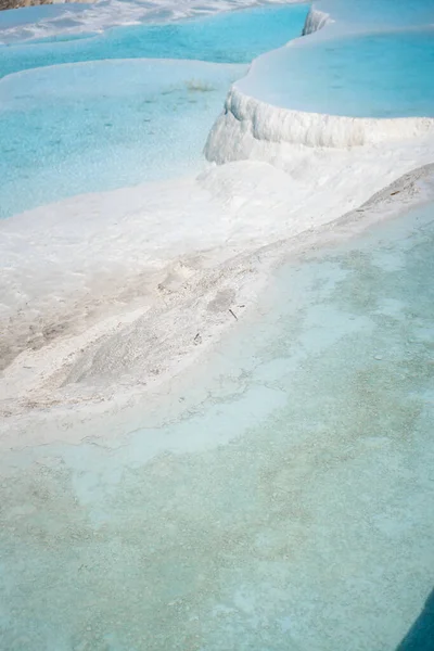 White Travertines Calcite Cliff Pamukkale Turkey High Quality Photo — Stock Photo, Image