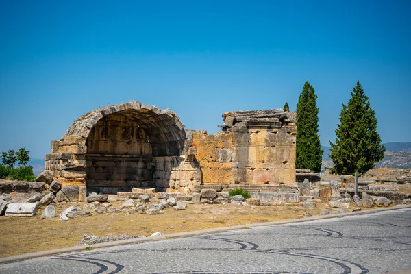 Zřícenina Starobylém Městě Hierapolis Pamukkale Turecko Kvalitní Fotografie — Stock fotografie