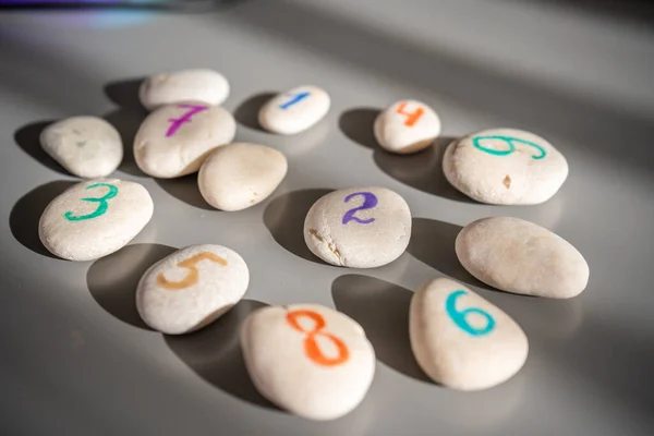Pietre Colorate Firmate Dai Numeri Metodo Alternativo Educazione Dei Bambini — Foto Stock