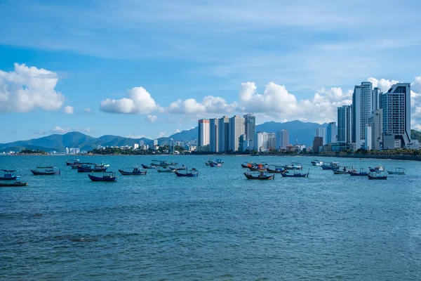 Nha Trang Vietnam August 2022 Viele Fischerboote Südchinesischen Meer Von — Stockfoto