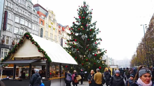 Praga Repubblica Ceca Novembre 2022 Tradizionale Mercatino Natale Vaclavske Namesti — Video Stock