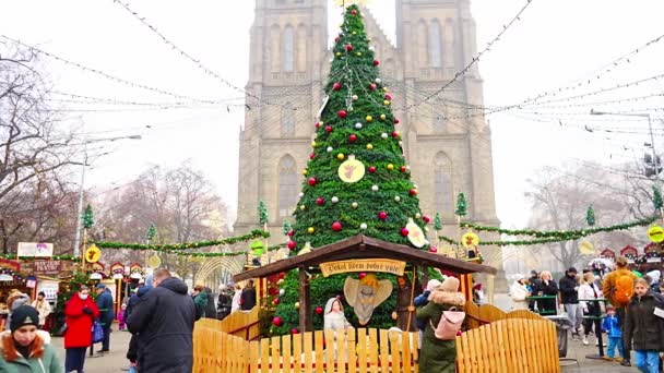 Praga República Checa Noviembre 2022 Mercado Tradicional Navidad Namesti Miru — Vídeo de stock