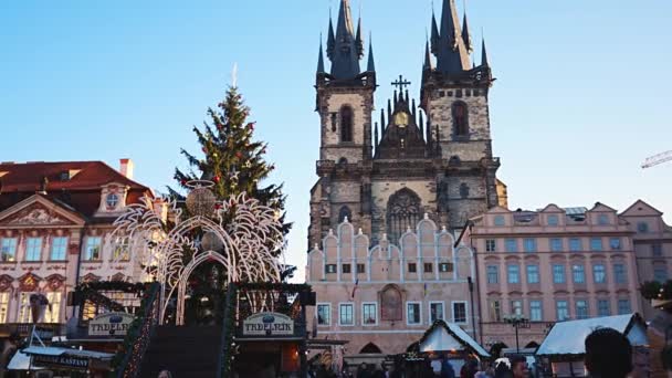 Praga Czechy 2022 Bożonarodzeniowy Widok Skwer Starego Miasta Pradze Czechy — Wideo stockowe
