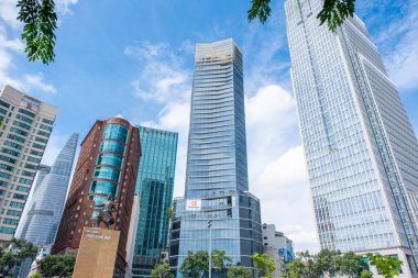 Ho Chi Minh, Vietnam - 3 Ekim 2022: Ho Chi Minh şehir manzaralı sokaklar, mimari ve taşımacılık. Yüksek kalite fotoğraf