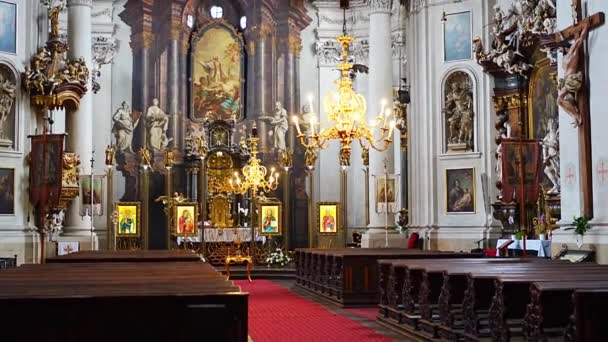 Prague Czech Republic October 2022 Interior Church Cathedral Clement Ceremony — Stock Video
