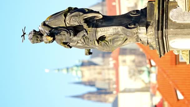 Praga Cidade Velha República Checa Com Estátua Locais Turísticos Famosos — Vídeo de Stock