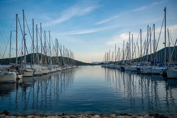 Kas Turchia Giugno 2023 Veduta Molte Barche Lusso Yacht Nel — Foto Stock