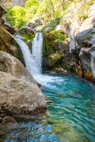 stock image Sapadere canyon with cascades of waterfalls in the Taurus mountains near Alanya, Turkey. High quality photo