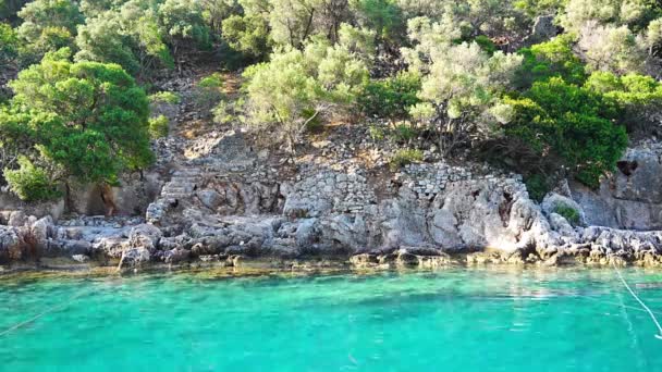 Vue Rapprochée Île Gemile Île Saint Nicolas Près Fethiye Turquie — Video