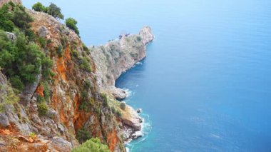 Uçurumun kenarındaki kalenin duvarı, Alanya, Türkiye. Yüksek kalite 4k görüntü