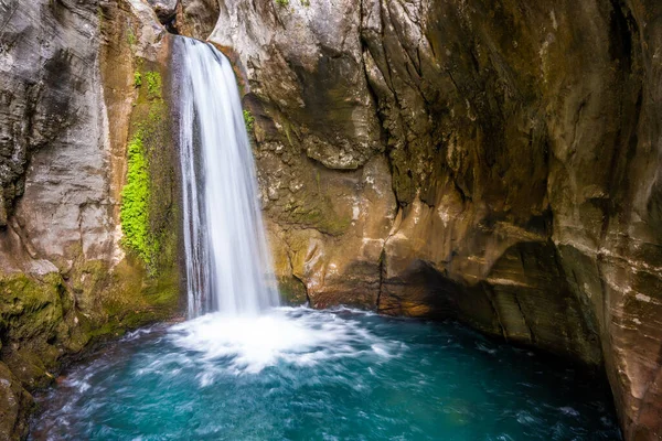 stock image Sapadere canyon with river and waterfalls in the Taurus mountains near Alanya, Turkey. High quality photo