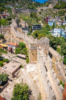 Alanya 'nın Alanya kentindeki Alanya şatosunun kale duvarı. Yüksek kalite fotoğraf