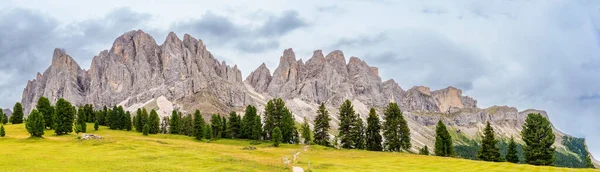 Imposante Dolomitenlandschaft Naturpark Puez Geisler Blick Vom Hochplateau Mit Grünen — Stockfoto