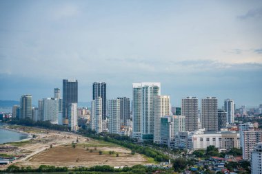 Georgetown City, Malezya - 17 Aralık 2023: Georgetown, Penang, Malezya 'da havadan mimari bakış. Yüksek kalite fotoğraf