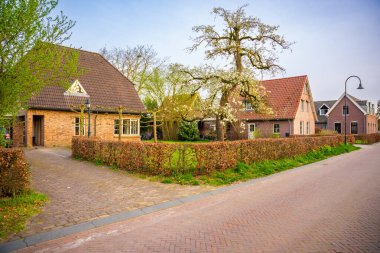 Gelselaar, Hollanda - 6 Nisan 2024: Hollanda 'nın Gelselaar köyündeki tarihi binalar. Yüksek kalite fotoğraf