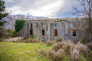 View of old Fort Vrmac is a former fortification of the Austro-Hungarian Empire in Kotor, Montenegro. High quality photo clipart