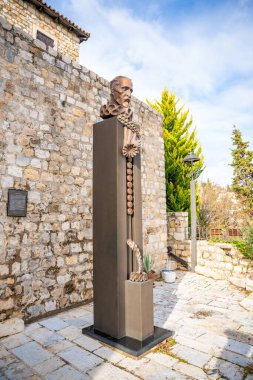 Statue of miguel cervantes in the old town of Ulcinj in montenegro. High quality photo clipart