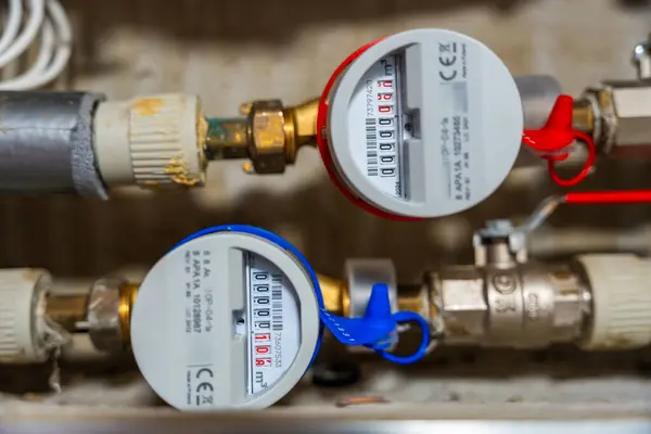 Akıllı su ve ısı sayaçları, Avrupa 'daki bir veri iletim sistemine yerleştirilmiş. Bu kavram, modern enerji verimliliği ve dijital altyapı gelişimini temsil etmektedir.. 