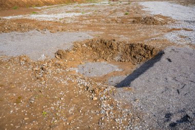 Plaka yükü test sonuçları statik basınç uygulamasından sonra toprak yüzeyinde görülebilir. Temel uygunluk ve yük taşıma kapasitesi için yer araştırması. Yüksek kalite fotoğraf