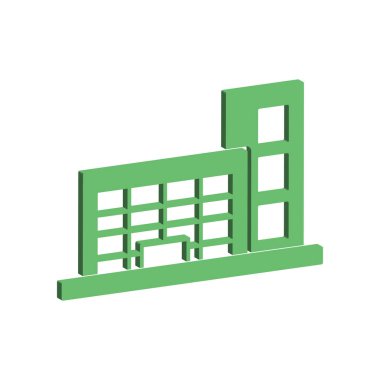 Alışveriş merkezinin görsel vektör grafiği. Süpermarket, perakende, inşaat, iş, alım, mimari vs. için uygun.