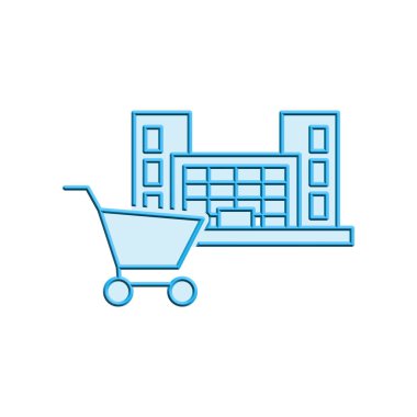 Alışveriş merkezinin görsel vektör grafiği. Süpermarket, perakende, inşaat, iş, alım, mimari vs. için uygun.