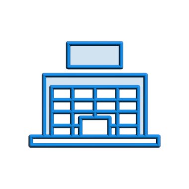 Alışveriş merkezinin görsel vektör grafiği. Süpermarket, perakende, inşaat, iş, alım, mimari vs. için uygun.