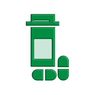 İlaç kavanozu ikonunun görüntü vektörü grafiği. Şişe, ilaç, eczane, sağlık, konteynır vs. için uygun.