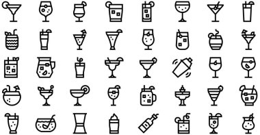 Cocktails Icons collection is a vector illustration with editable stroke. clipart