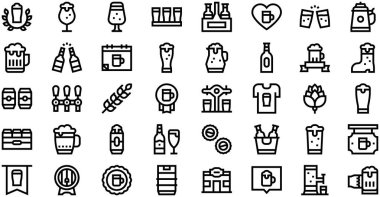 Uluslararası Bira Günü Simgeleri koleksiyonu, düzenlenebilir felçli bir vektör illüstrasyonudur.