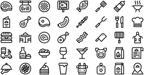 Stock vector Grill Restaurant Icons collection is a vector illustration with editable stroke.