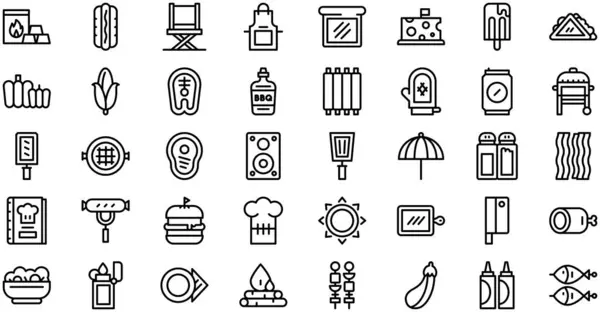 stock vector Barbecue Icons collection is a vector illustration with editable stroke.