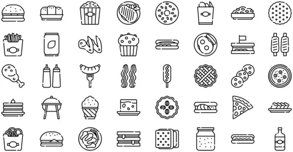 stock vector American Food Icons collection is a vector illustration with editable stroke.