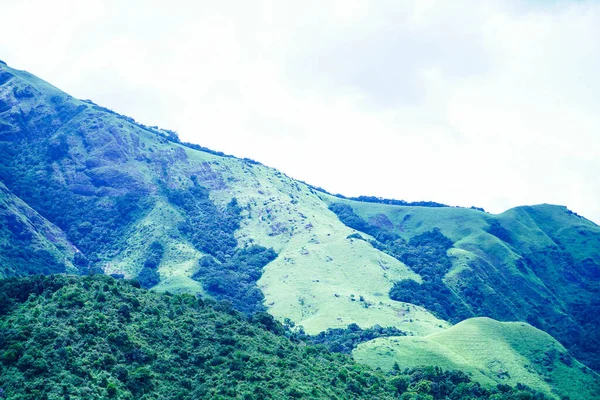 喀拉拉拉邦Wayanad区West Ghats美丽的山丘 从Meppadi附近的Thollayiram Kandi森林看到 在马来亚拉姆 Thollayiram的意思是九百 Kandi的意思是田野 — 图库照片