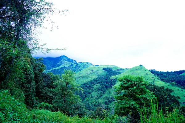 Vackra Kullar Västra Ghats Wayanad Distriktet Kerala Sett Utifrån Thollayiram — Stockfoto