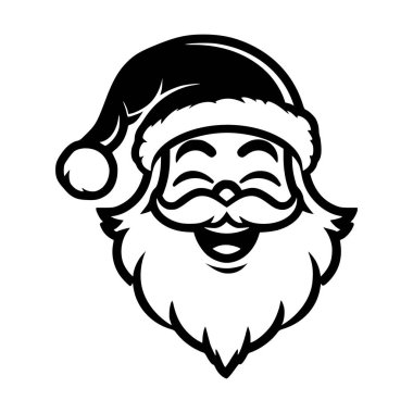 Noel Baba 'nın neşeli bir gülümsemesi ve şapkası olan basit bir tasviri. Noel tasarımları ve bayram projeleri için mükemmel..