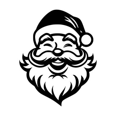 Simple vector illustration of Santa Claus with a jolly smile and hat, perfect for Christmas designs and festive holiday projects. clipart