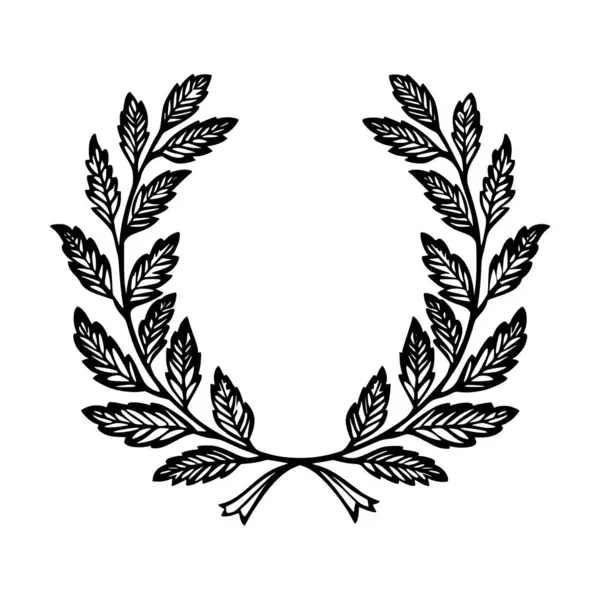 Zaferi, onuru ya da başarıyı simgeleyen defne çelenginin zarif vektör çizimi, ödüller, logolar veya dekoratif unsurlar için idealdir..