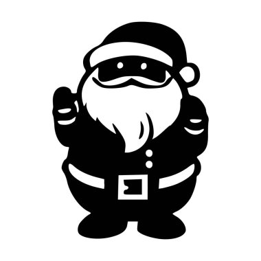 Siyah-beyaz Noel Baba 'nın tam sakallı ve şapkalı, Noel temalı tasarımlar, kartlar ve tatil süslemeleri için mükemmel bir resmi..