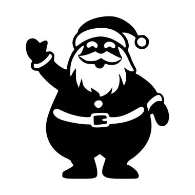 Siyah-beyaz Noel Baba 'nın tam sakallı ve şapkalı, Noel temalı tasarımlar, kartlar ve tatil süslemeleri için mükemmel bir resmi..