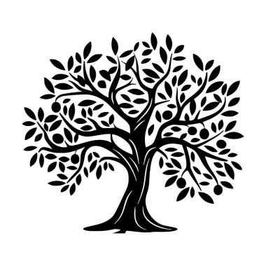 Dalları ve yaprakları bükülmüş bir ağacın detaylı vektör çizimi, doğa temalı tasarımlar, logolar ve çevresel kavramlar için mükemmeldir..