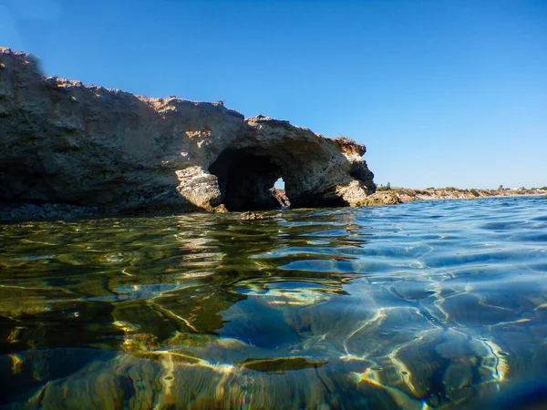 Pohled Moře Hromady Capo Passero Sicílii — Stock fotografie