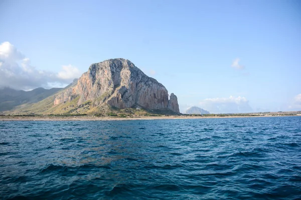 San Vito Capo Beroemde Monte Del Monaco Gezien Vanaf Zee — Stockfoto