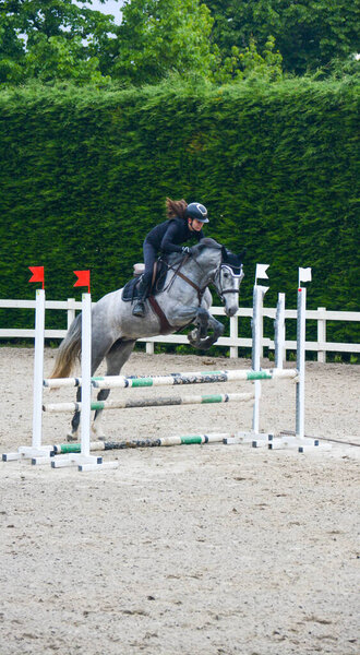 the rider follows the horse in the attack phase of the jump to facilitate the collection and jump movement