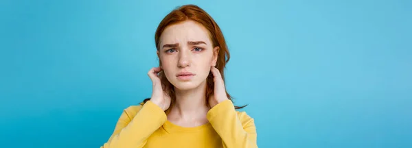 Headshot Portrait Tender Redhead Teenage Girl Serious Expression Looking Camera — Stock Photo, Image