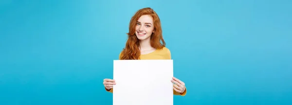 Business Concept Close Portrait Young Beautiful Attractive Ginger Red Hair — Stock Photo, Image