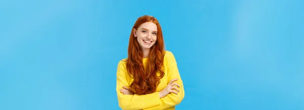 Waist Shot Fashionable Pretty Hipster Girl Red Hair Blue Eyes — Stock Photo, Image