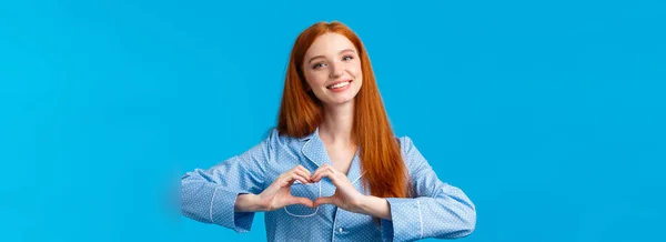 Relationship Love Tenderness Concept Cute Sensual Feminine Redhead Girl Long — Stock Photo, Image