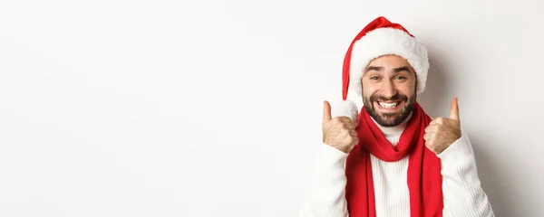 New Year Party Winter Holidays Concept Close Happy Man Santa — Stock Photo, Image